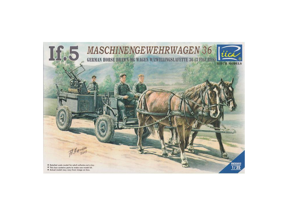 1/35 allemand HF7 chariot de campagne en acier tiré par des chevaux avec 2  chevaux et 2 figurines 