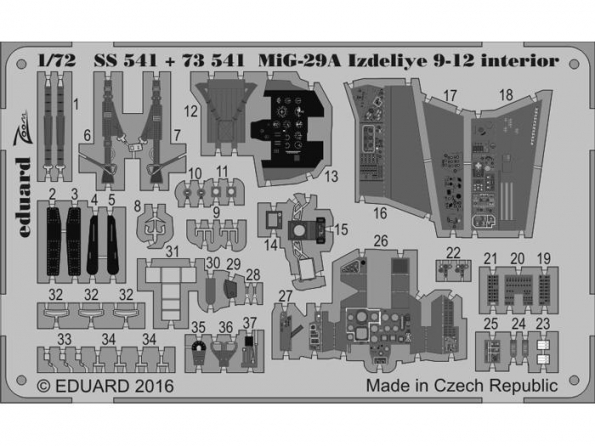 Eduard photodecoupe avion 73541 MiG-29A Izdeliye 9-12 Trumpeter 1/72