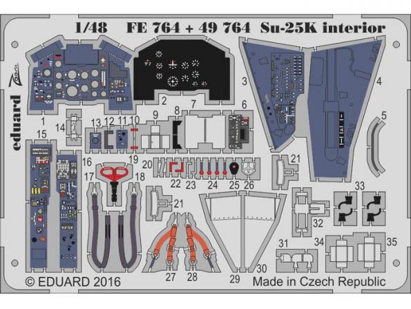 EDUARD photodecoupe avion FE764 Interieur Sukhoi Su-25K Smer 1/48