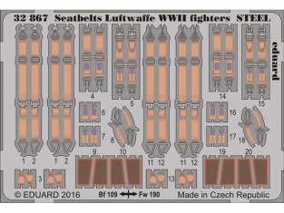 Eduard photodécoupe avion 32867 Harnais metal chasseurs Luftwaffe WWII 1/32