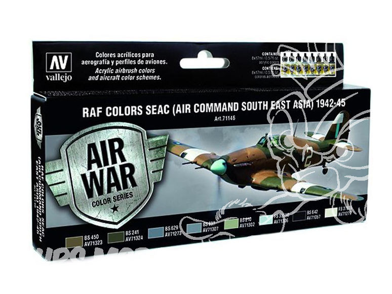 Vallejo Set Model Air 71146 Couleurs RAF SEAC (Air Command South East Asia) 1942-45 8 x 17ml