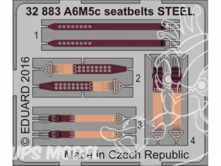 Eduard photodécoupe avion 32883 Harnais métal A6M5c Hasegawa 1/32