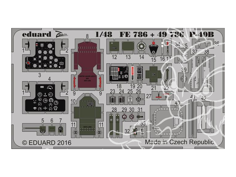 EDUARD photodecoupe avion FE786 Zoom P-40B Airfix 1/48