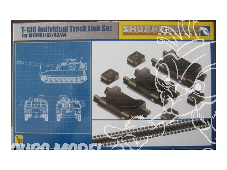 SKUNKMODEL kit amelioration militaire 35001 T-136 chenilles maillons par maillons pour M109A1-A4 1/35