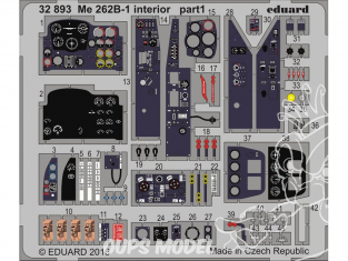 Eduard photodécoupe avion 32893 Interieur Messeschmitt Me 262B-1 Revell 1/32